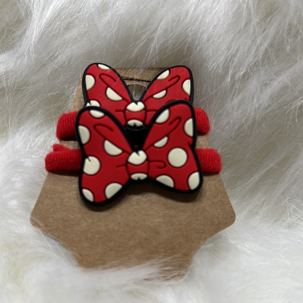 2 PIECE SOFT MINNIE MOUSE HAIR BOW ELASTIC FABRIC BANDS SET